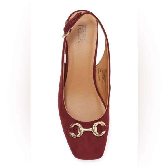 NORDSTROM RACK GAMMA BLOCK HEEL SLINGBACK PUMP SHOE 7.5 NEW BURGUNDY - Picture 4 of 7